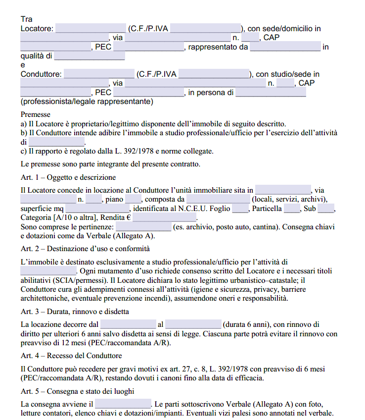 Fac Simile Contratto di Locazione con Fideiussione Personale